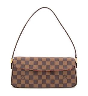 A Louis Vuitton Canvas Damier Ebene Recoleta Handbag, 10" x 5" x 2.25".