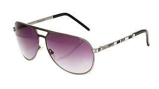 * A Pair of Christian Dior Silver and Black Aviator Sunglasses,