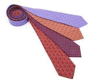 * A Collection of Four Hermes Neckties,