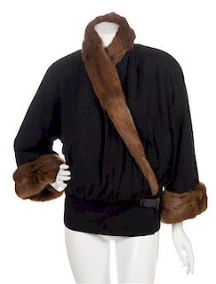 A Gianfranco Ferre Black Wool Coat, Size 40.