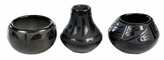 Three Small Blackware Pots