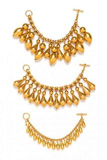 A Collection of Goldtone Bracelets,
