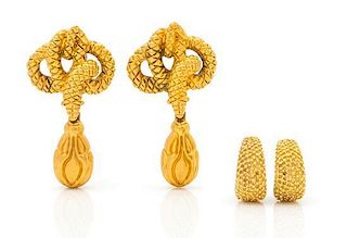 A Collection of Four Goldtone Earclips,
