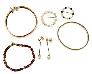 Six Pieces Gold and Gemstone Jewelry 