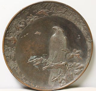 Japanese Eagle Decorated Bronze Charger.