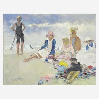 Martha Walter (American, 1875–1976) A Day at the Beach (with various pencil sketches verso)