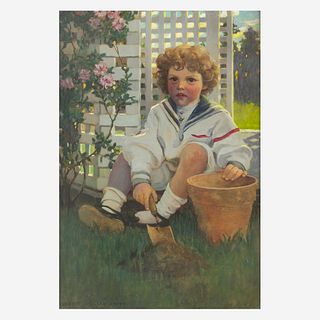 Jessie Willcox Smith (American, 1863-1935) The Little Gardener (Portrait of Edward Morris Davis III)