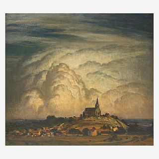 George William Sotter (American, 1879–1953) Clouds Billowing Over a Church