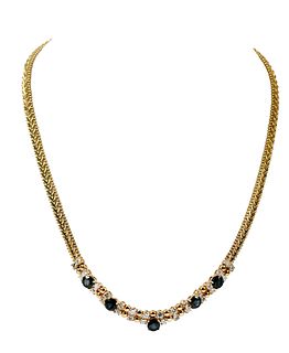 14kt. Sapphire and Diamond Necklace 
