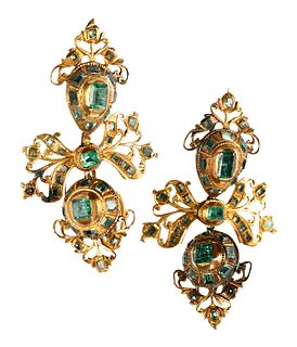 Georgian Gold and Emerald Earrings