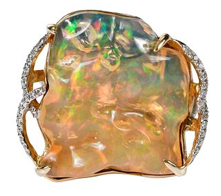 14kt. Opal and Diamond Ring 