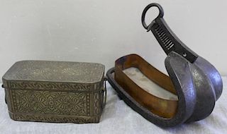 Lot of 2 Asian Metal Items to Inc a Stirrup