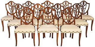 Set of 12 Federal Style Shield Back Dining Chairs
