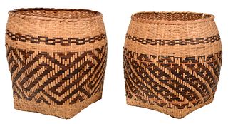 Two Cherokee Woven River Cane Waste Baskets