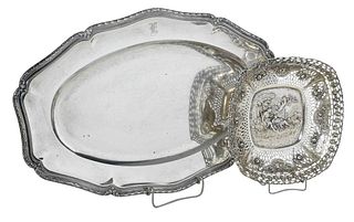 Two Continental Silver Trays