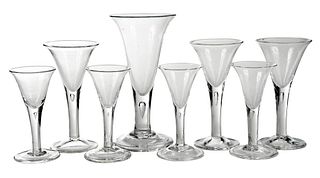 Set of 8 Hand Blown Georgian Style Glass Stems