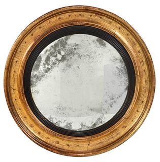 Classical Giltwood and Ebonized Convex Mirror