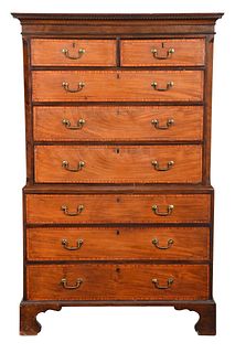 George III Satinwood Banded Mahogany Chest on Chest