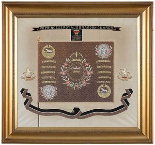 Framed 7th Dragoon Guards Embroidered Silk Panel
