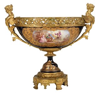Large Sevres Bronze Mounted Porcelain Centerpiece