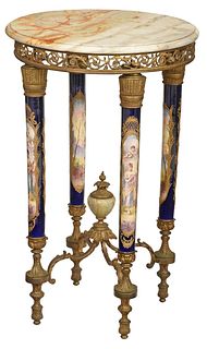 Sevres Porcelain, Gilt Bronze, and Onyx Side Table