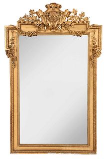 Large Louis XV Style Carved and Gilt Mirror