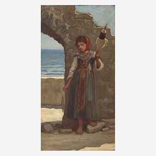 Elihu Vedder (American, 1836-1923) Girl With a Distaff