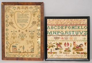 Lot of 2 Needlepoint Samplers, 1809 & 1885