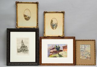 Group of Five Framed Articles