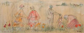 Edna (Hibel) Plotkin, Picking Flowers in the Field