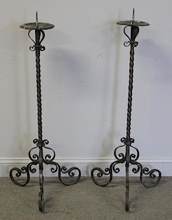 Pair of Hand Wrought Iron Prickets.