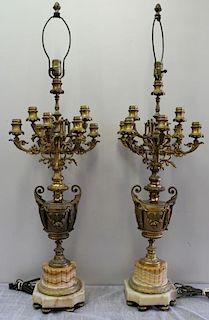 A Fine and Large Pair of Bronze Candlebra on