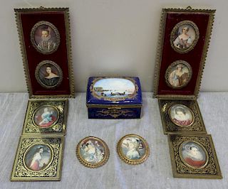Sevres Porcelain Box Together with 10 Miniatures