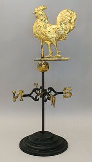 Full-Bodied Gilded Copper Rooster Weathervane