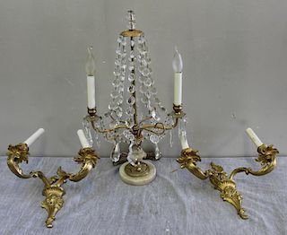 Antique Lighting Lot. Includes a Pair of Bronze