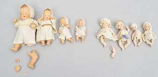 Group of 8 Miniature German Bisque Babies