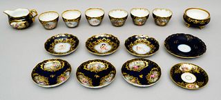 Group of Blue and Gold Decorated Dresden Porcelain
