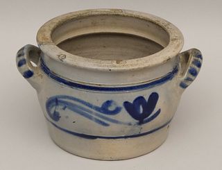Antique Blue Glaze Decorated Stoneware Pot
