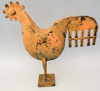 Folk Art Tin Bittersweet Painted Rooster Sculpture