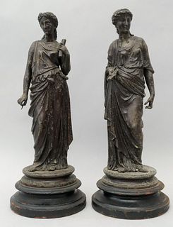 Pair of Neoclassical Spelter Sculptures