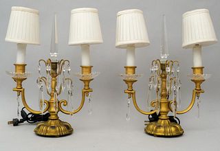 Pair of Antique Girandole Candelabra Lamps