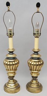 Pair of Scalloped Brass Lamps