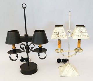 2 Jerry Martin Style Painted Tin Adjustable Lamps