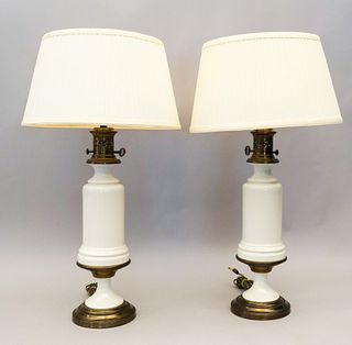 Pair of White Porcelain Lamps