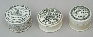 Group of 3 Antique Cold Cream & Toothpaste Jars