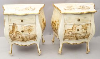 Pair of Bombay Style Painted and Gilded End Tables