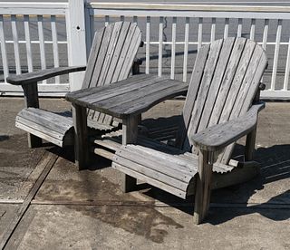 Solid Wood Double Adirondack Chair with Table
