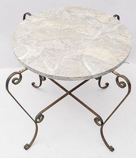 Marble Topped Garden Table with Iron Base