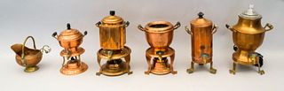 Lot of 5 Joseph Heinrich Copper Kettles on Stands