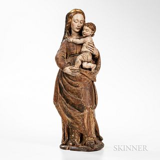 Carved Wood Madonna and Child